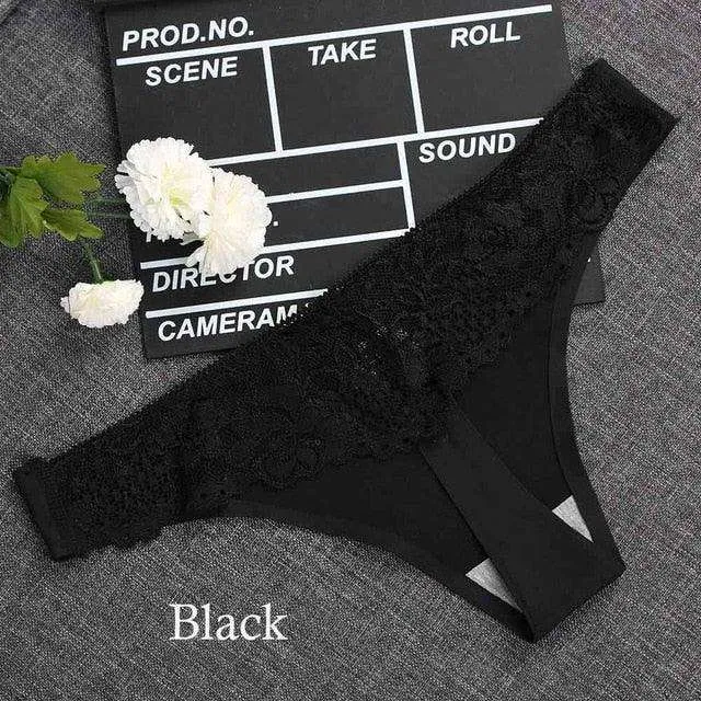 1 piece G-string Thongs Lace Floral Sheer Breathable Low Waist Underwear Soft Lingerie Ice Silk Briefs Seamless Panties