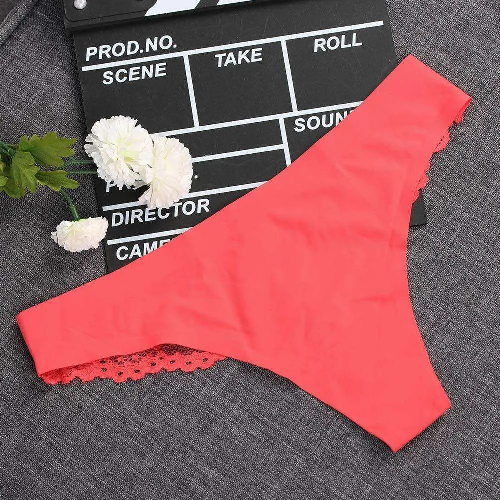 1 piece G-string Thongs Lace Floral Sheer Breathable Low Waist Underwear Soft Lingerie Ice Silk Briefs Seamless Panties