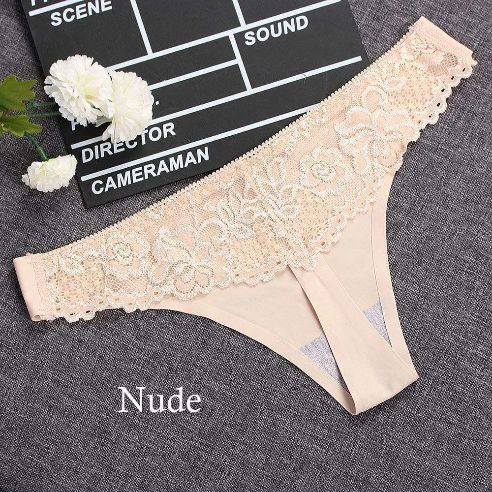 1 piece G-string Thongs Lace Floral Sheer Breathable Low Waist Underwear Soft Lingerie Ice Silk Briefs Seamless Panties