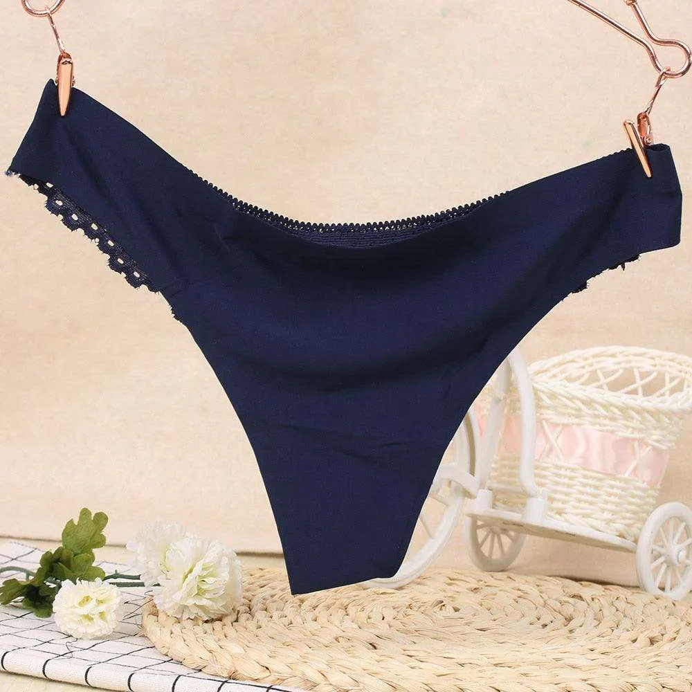 1 piece G-string Thongs Lace Floral Sheer Breathable Low Waist Underwear Soft Lingerie Ice Silk Briefs Seamless Panties