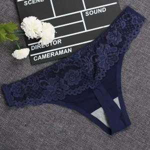 1 piece G-string Thongs Lace Floral Sheer Breathable Low Waist Underwear Soft Lingerie Ice Silk Briefs Seamless Panties