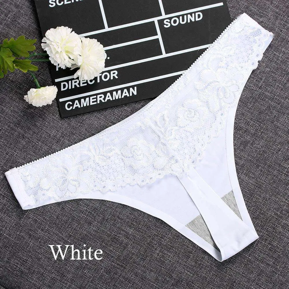 1 piece G-string Thongs Lace Floral Sheer Breathable Low Waist Underwear Soft Lingerie Ice Silk Briefs Seamless Panties