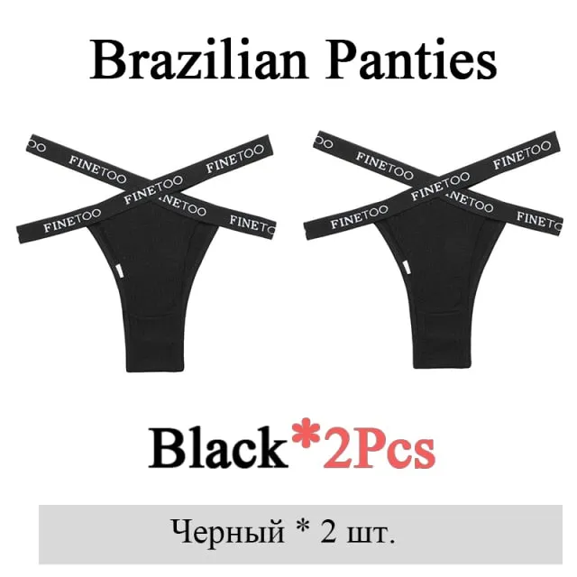 2 Pack Summer Brazilian Panties for Women Low Rise Cotton Panties Front Cross Underwear Breathable Lingerie Briefs