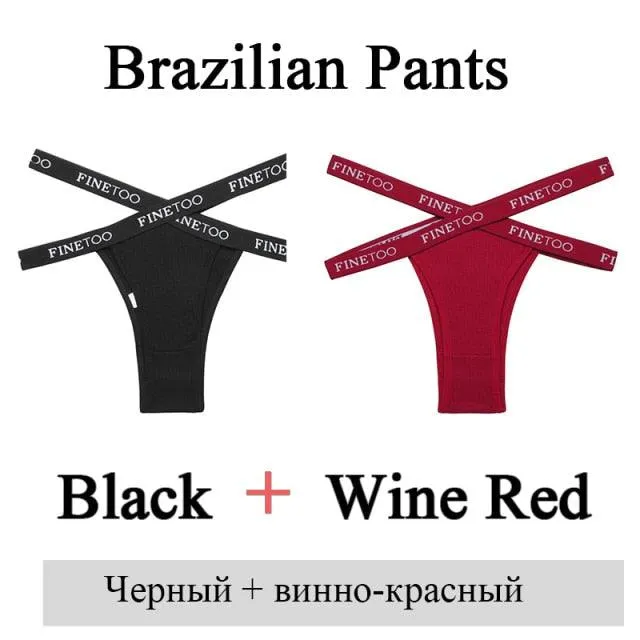 2 Pack Summer Brazilian Panties for Women Low Rise Cotton Panties Front Cross Underwear Breathable Lingerie Briefs