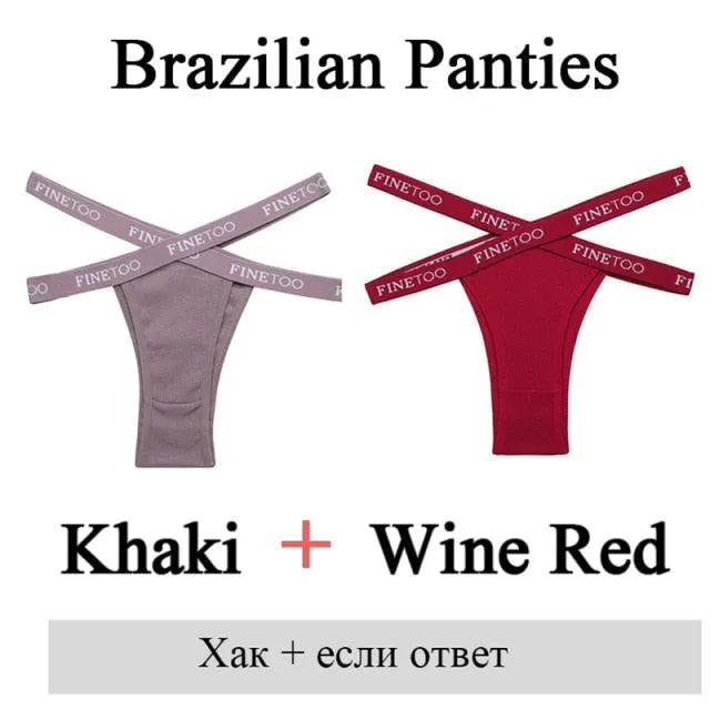 2 Pack Summer Brazilian Panties for Women Low Rise Cotton Panties Front Cross Underwear Breathable Lingerie Briefs