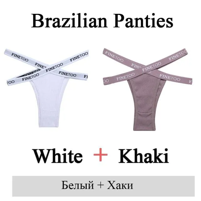 2 Pack Summer Brazilian Panties for Women Low Rise Cotton Panties Front Cross Underwear Breathable Lingerie Briefs