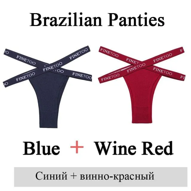 2 Pack Summer Brazilian Panties for Women Low Rise Cotton Panties Front Cross Underwear Breathable Lingerie Briefs