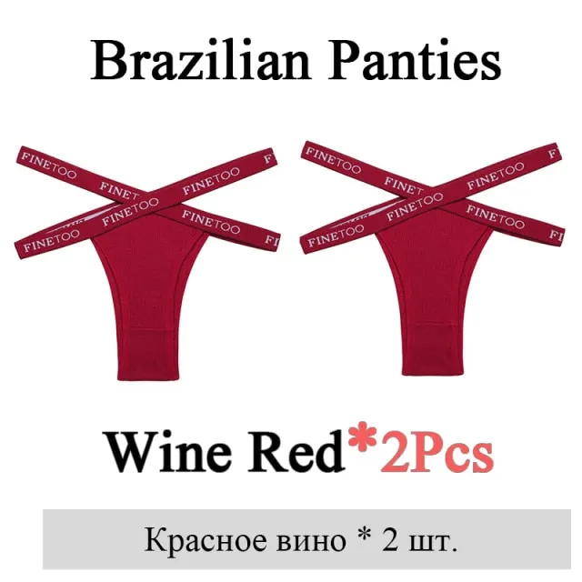 2 Pack Summer Brazilian Panties for Women Low Rise Cotton Panties Front Cross Underwear Breathable Lingerie Briefs