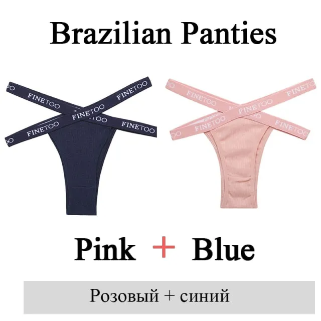 2 Pack Summer Brazilian Panties for Women Low Rise Cotton Panties Front Cross Underwear Breathable Lingerie Briefs