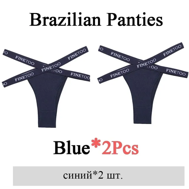 2 Pack Summer Brazilian Panties for Women Low Rise Cotton Panties Front Cross Underwear Breathable Lingerie Briefs