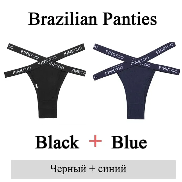 2 Pack Summer Brazilian Panties for Women Low Rise Cotton Panties Front Cross Underwear Breathable Lingerie Briefs