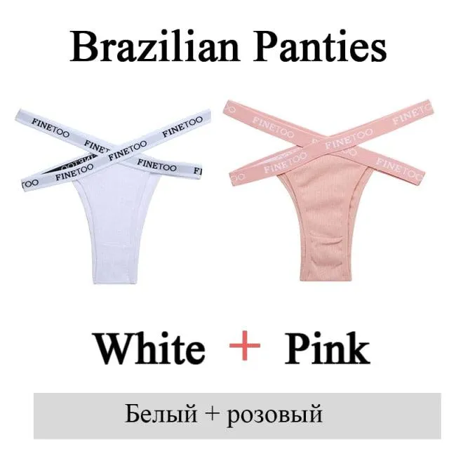 2 Pack Summer Brazilian Panties for Women Low Rise Cotton Panties Front Cross Underwear Breathable Lingerie Briefs