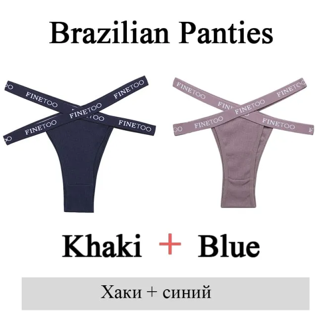 2 Pack Summer Brazilian Panties for Women Low Rise Cotton Panties Front Cross Underwear Breathable Lingerie Briefs