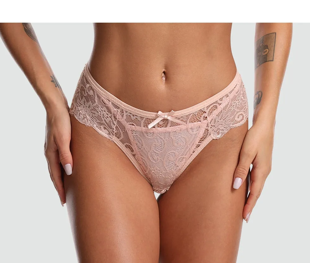 3 Pack Sexy Lace Low Rise Brief Thongs Plus Size Panties