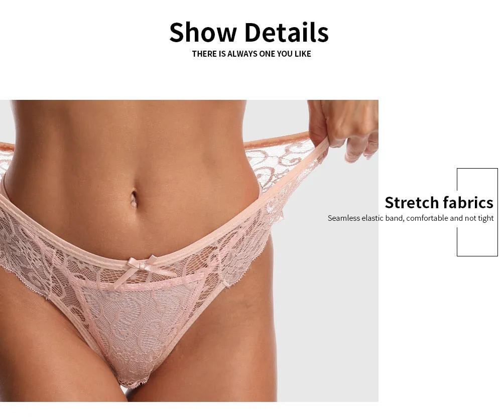 3 Pack Sexy Lace Low Rise Brief Thongs Plus Size Panties