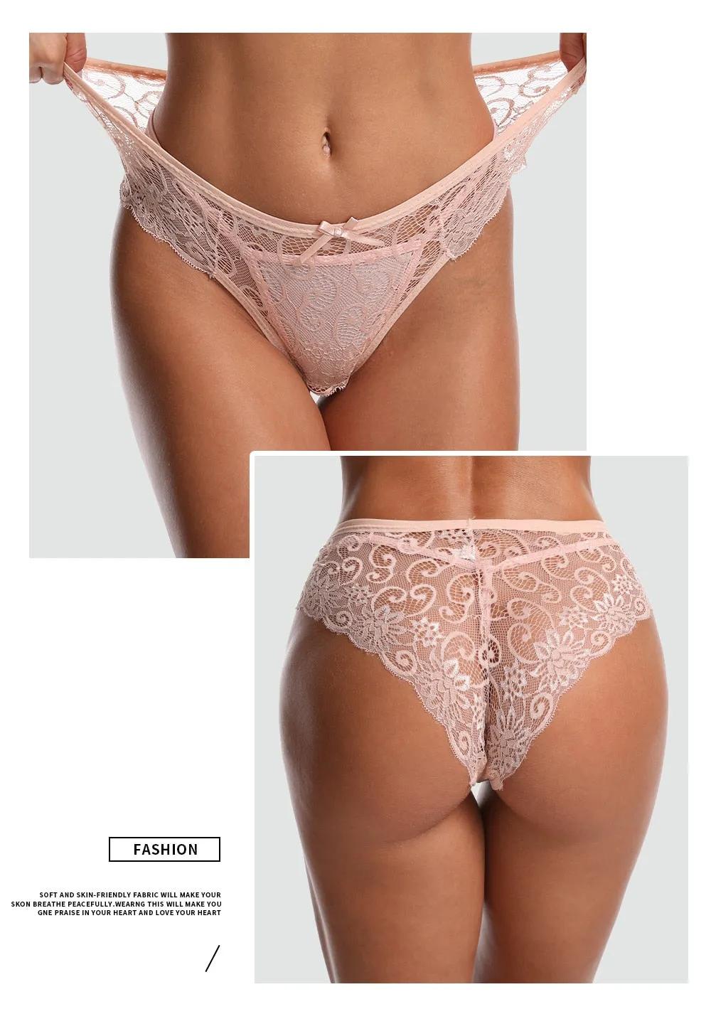 3 Pack Sexy Lace Low Rise Brief Thongs Plus Size Panties