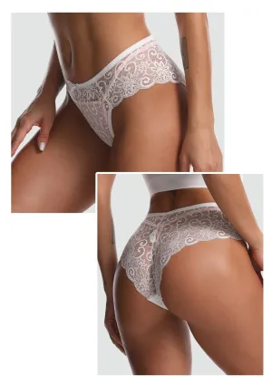 3 Pack Sexy Lace Low Rise Brief Thongs Plus Size Panties