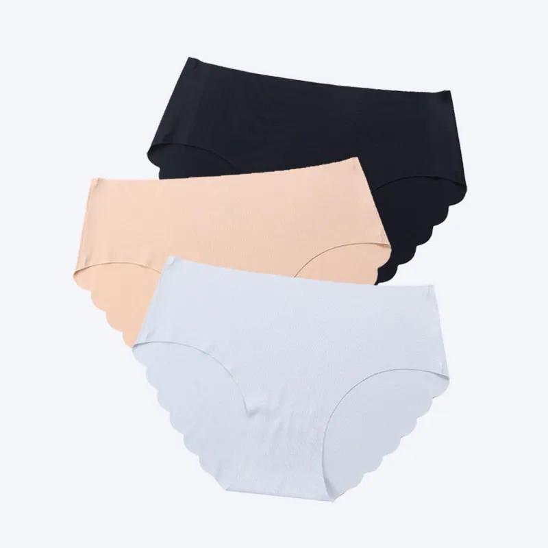 3 Pcs Seamless Panties Women Solid Sexy Underwear Mid Waist Briefs M to XXL