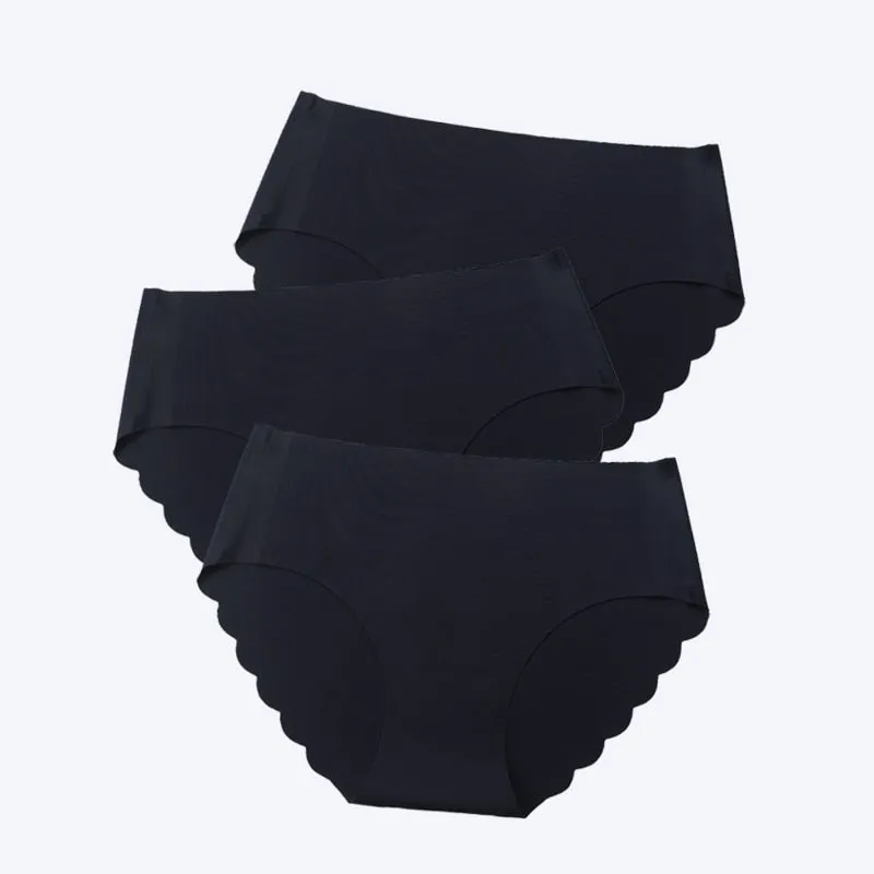 3 Pcs Seamless Panties Women Solid Sexy Underwear Mid Waist Briefs M to XXL