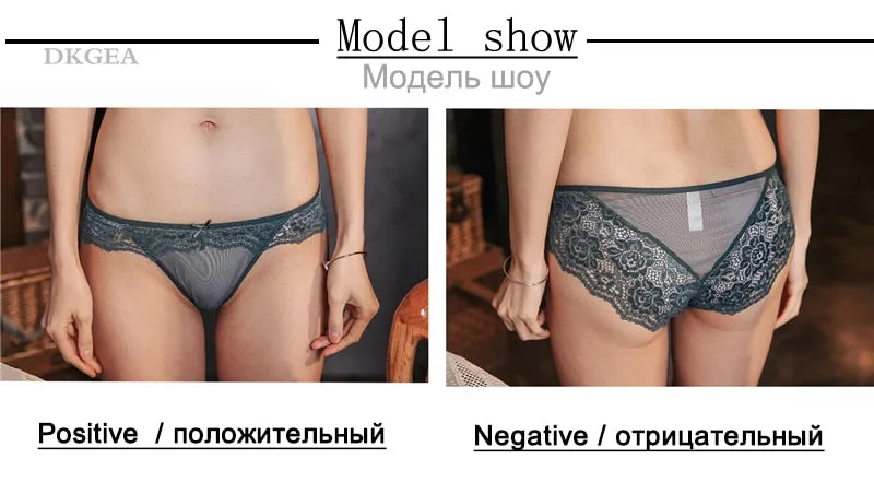 3 Piece Low-rise White Green Red wine Underwear Lace Transparent Briefs Hollow Out Embroidery Panty