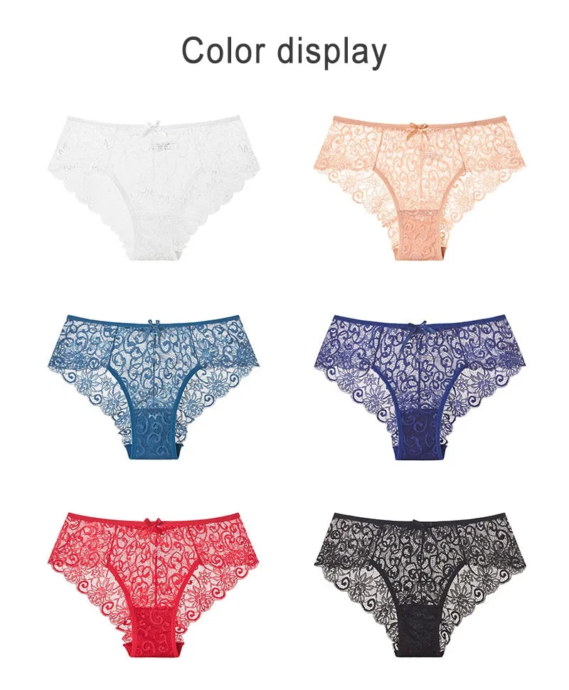 4 Pack Mid-rise Underwear High-end Lace Panties Briefs