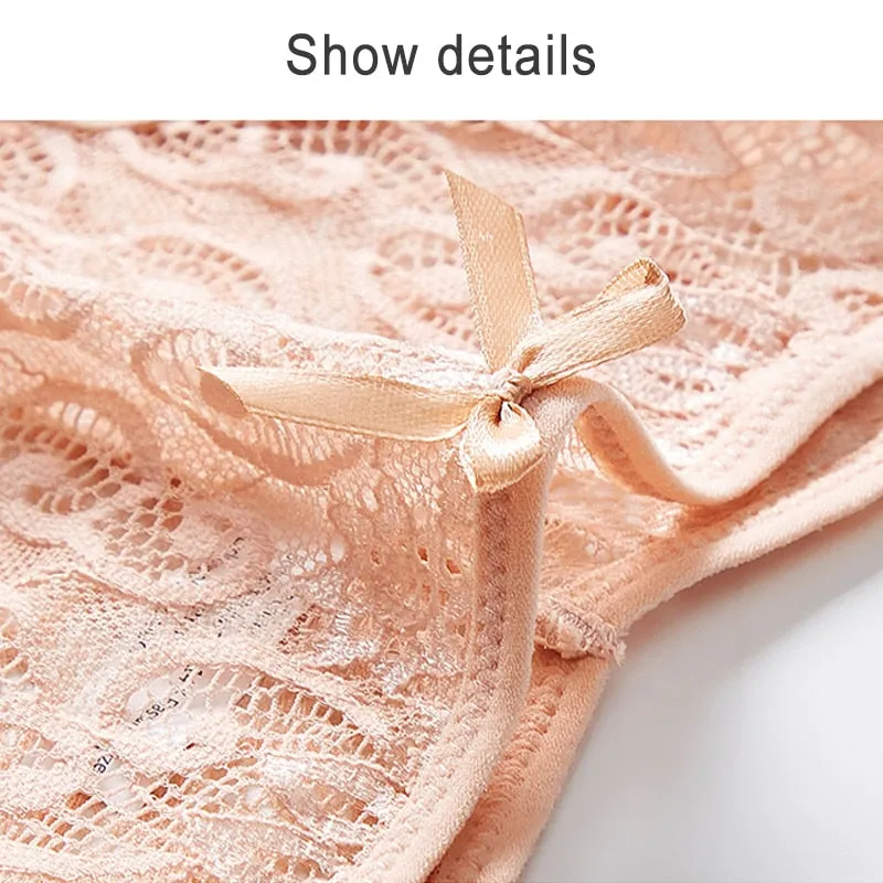 4 Pack Mid-rise Underwear High-end Lace Panties Briefs