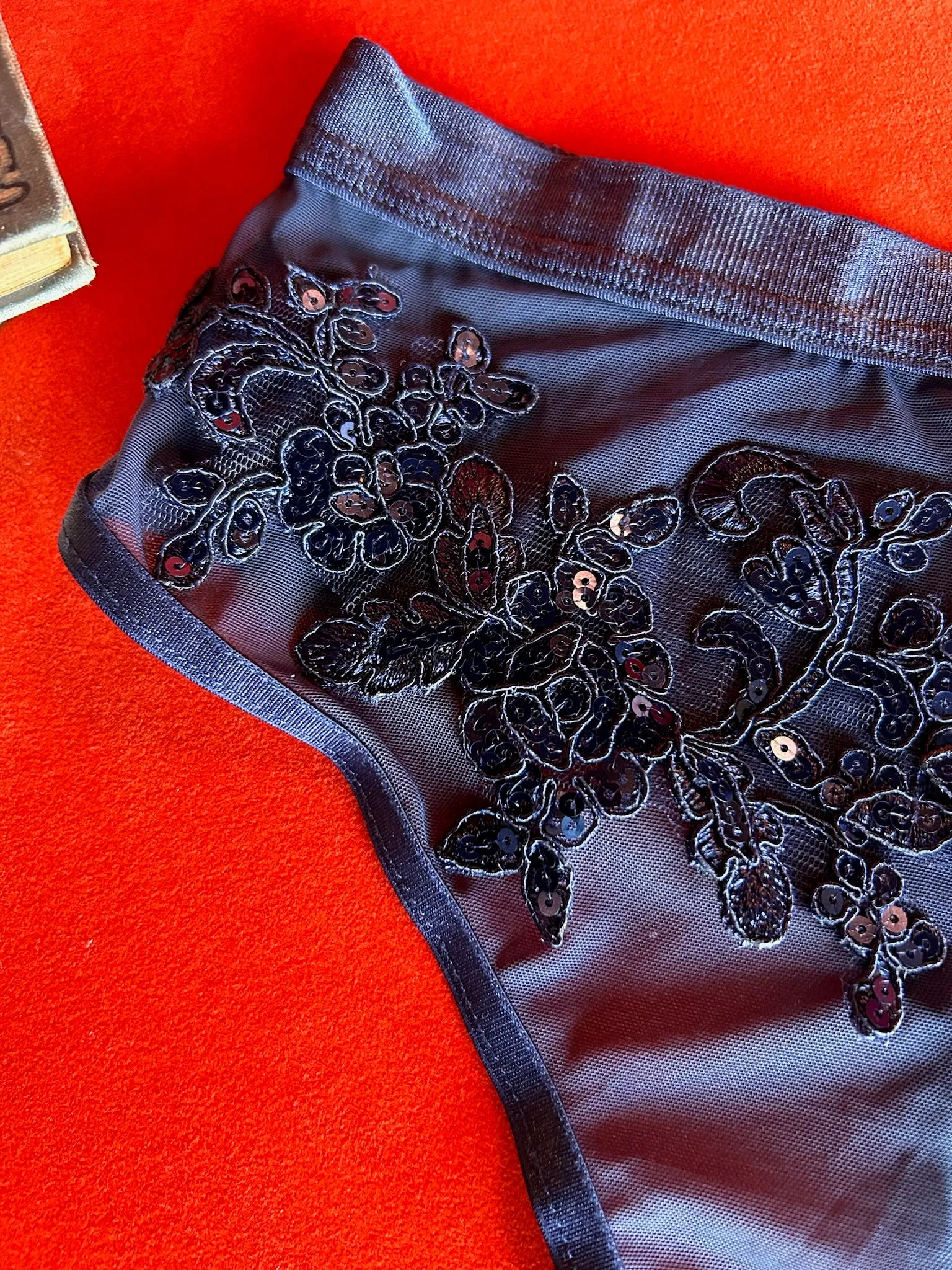 APPLIQUE MESH HIGH WAIST THONG