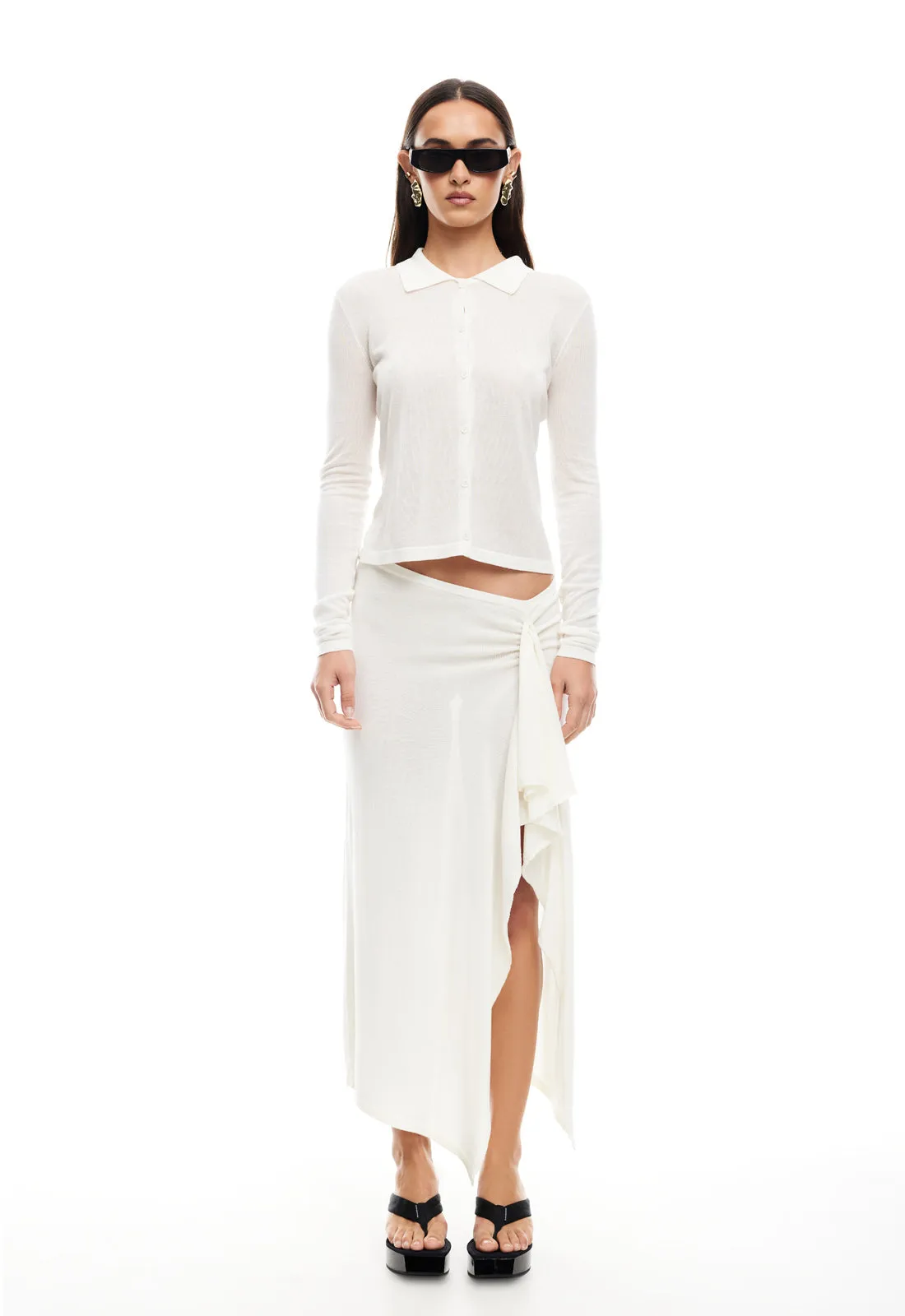 BANKS MIDI SKIRT - IVORY