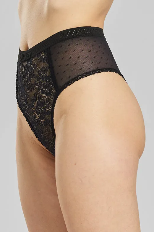 Betony recycled-tulle high-rise briefs - Volcanic Black