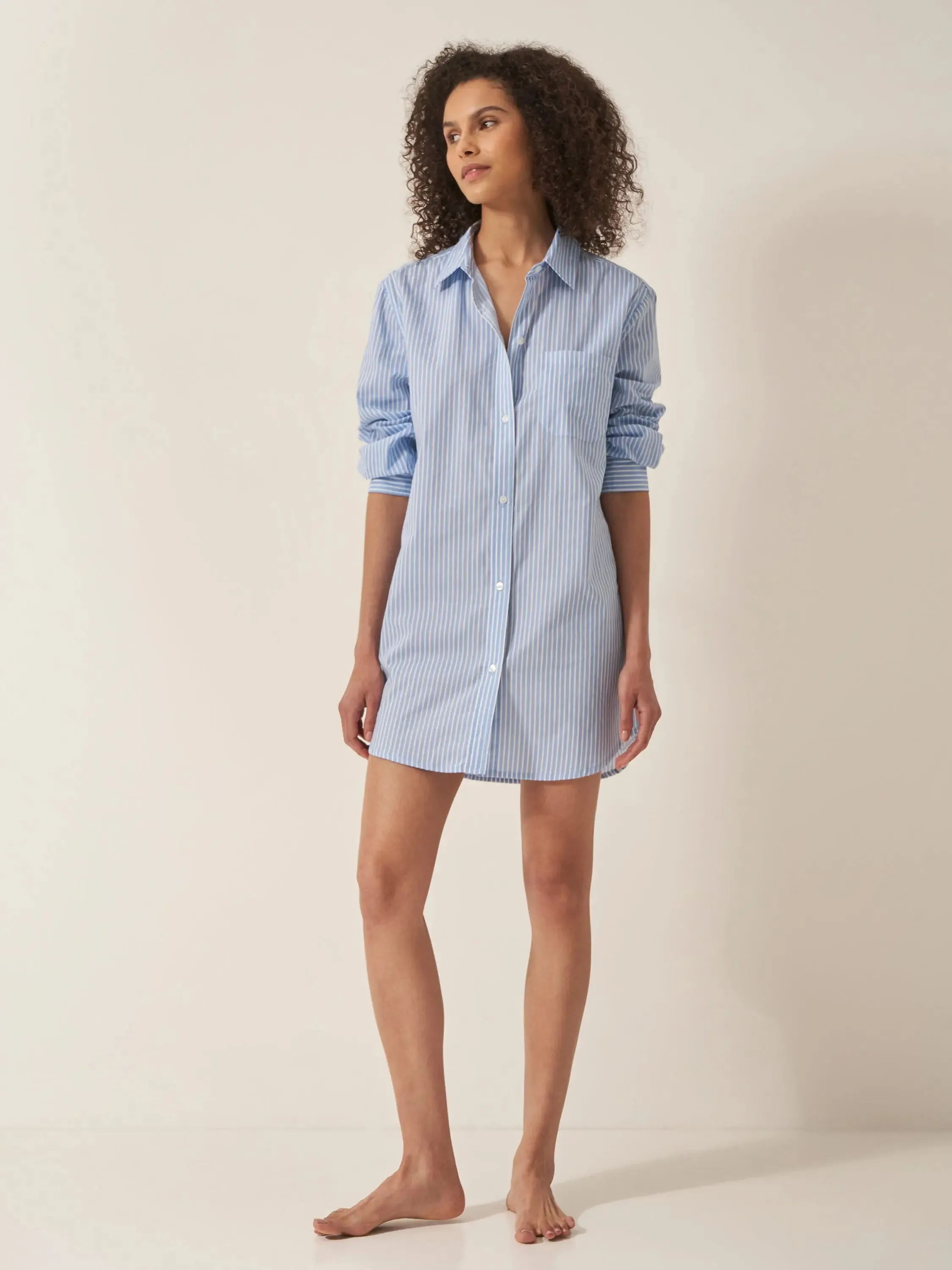 Blue & White Stripe Women's Organic Cotton Nightshirt