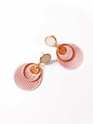 Blush Concrete & Round Lace Line Earrings