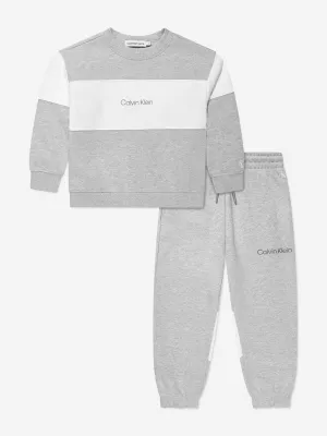 Calvin Klein Boys Colourblock Tracksuit in Grey