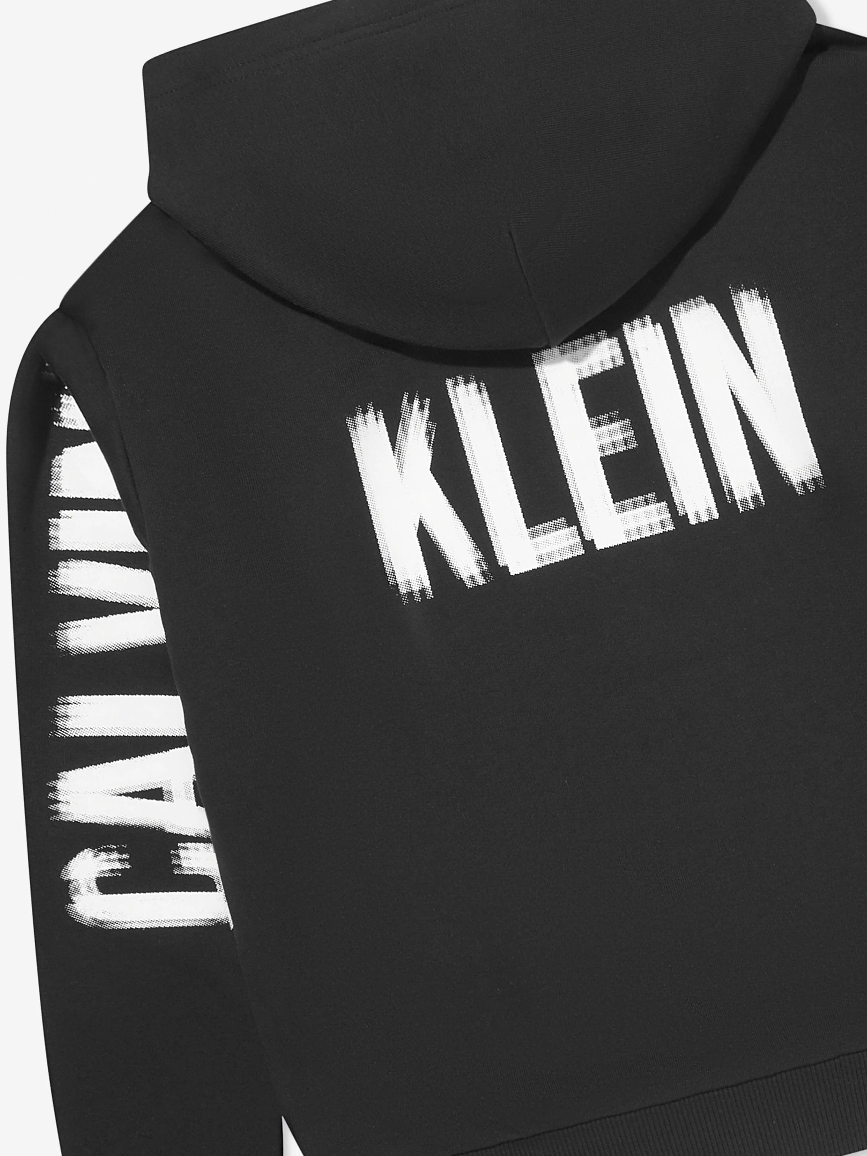 Calvin Klein Boys Pixel Logo Relaxed Hoodie in Black