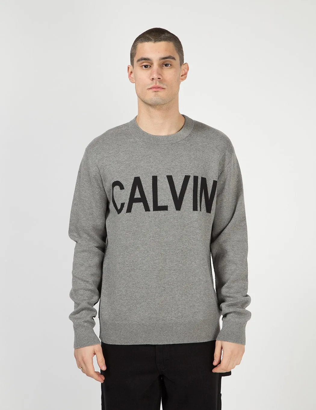 Calvin Klein Calvin Crew Neck Sweatshirt- Grey Heather/Black