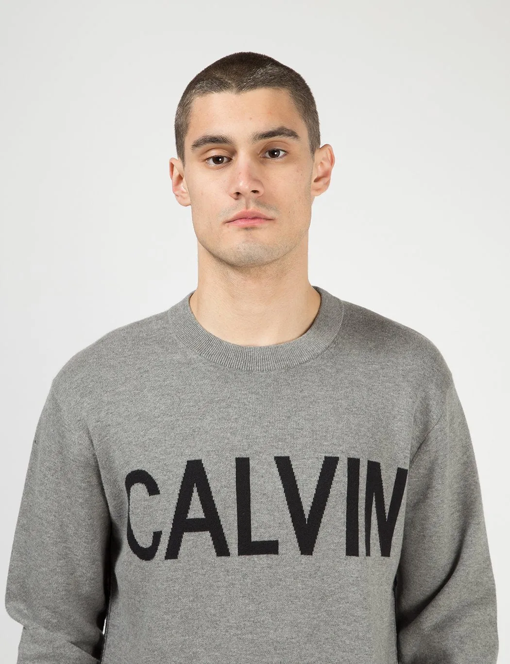 Calvin Klein Calvin Crew Neck Sweatshirt- Grey Heather/Black