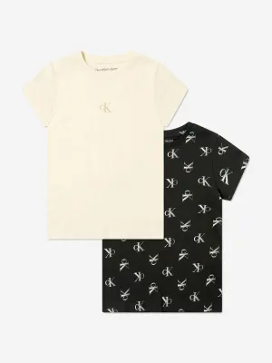 Calvin Klein Girls 2 Pack Slim Monogram T-Shirt Set in Multicolour