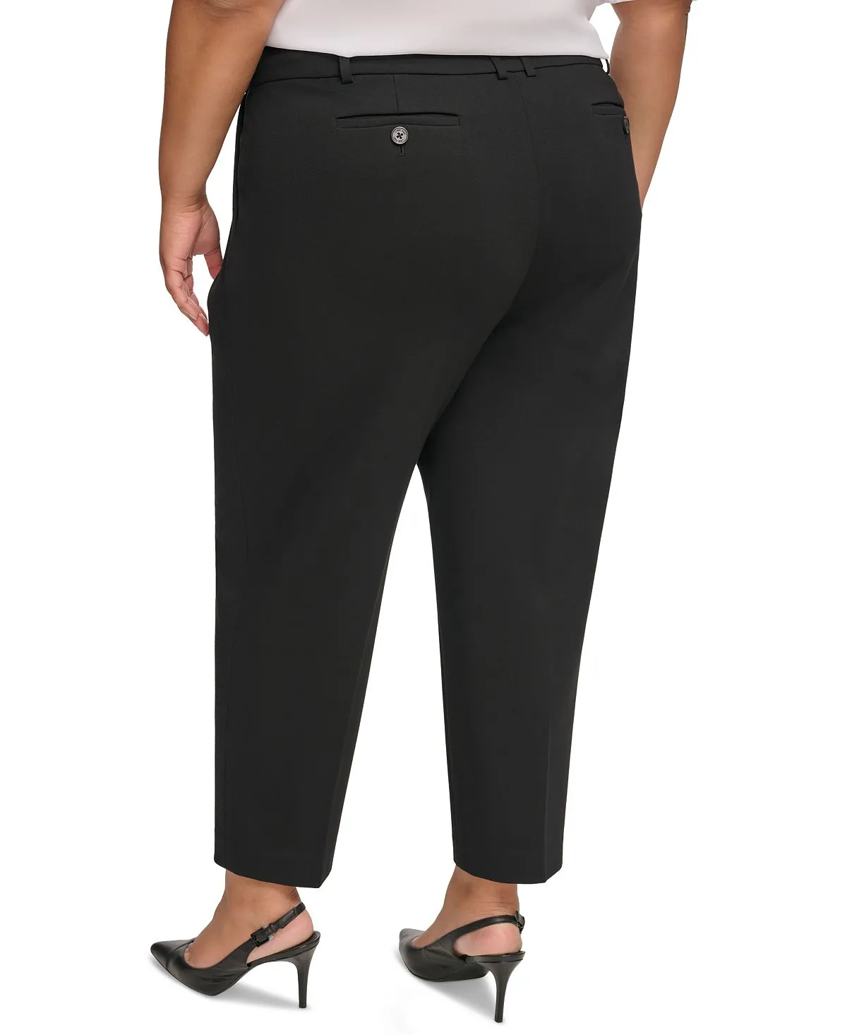 Calvin Klein Plus Size Pleated Front Ankle Length Cropped Pants black