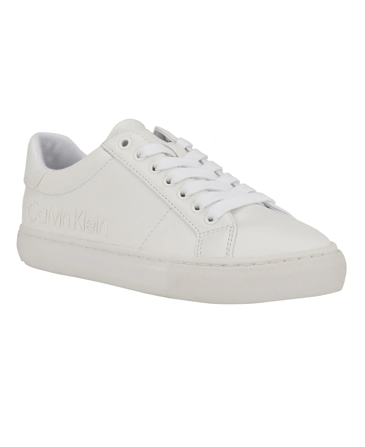 Calvin Klein Women's Camzy Lace-up Round Toe Casual Sneakers, White