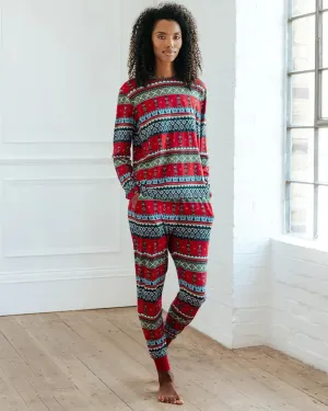 Christmas Nutcracker Fair Isle Print Women's Long Pyjama Set