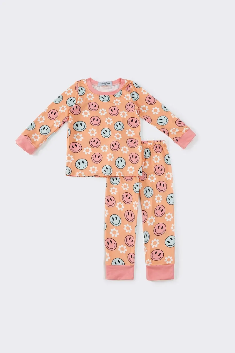 Coral smile girl pajamas set