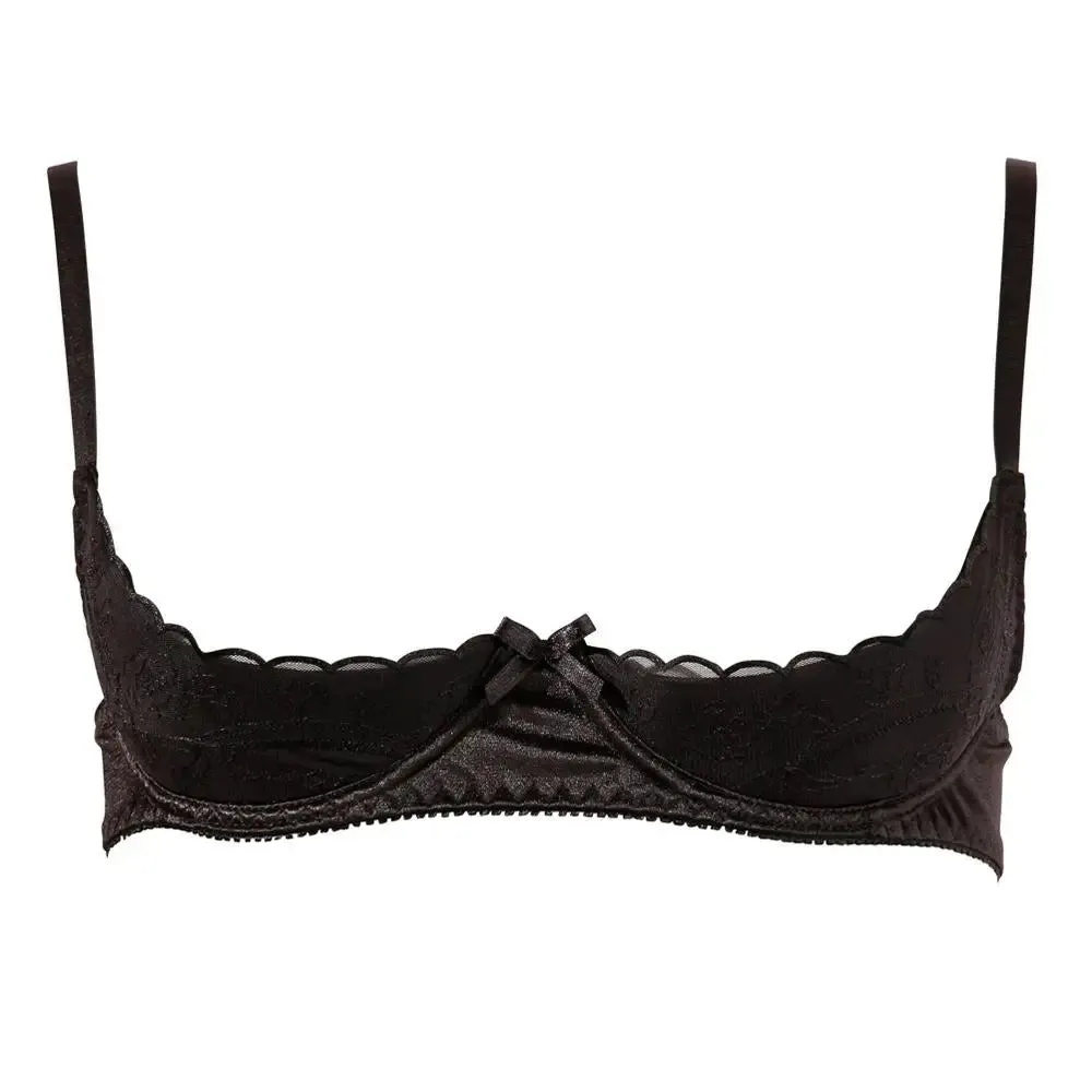 Cottelli Black Wet Look Half Padded Cup Bra