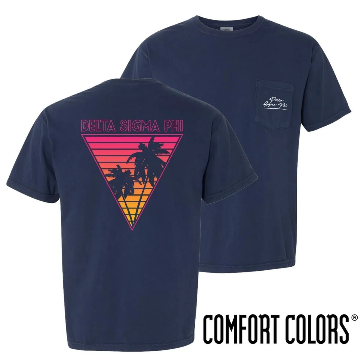 Delta Sig Comfort Colors Navy Short Sleeve Miami Pocket Tee