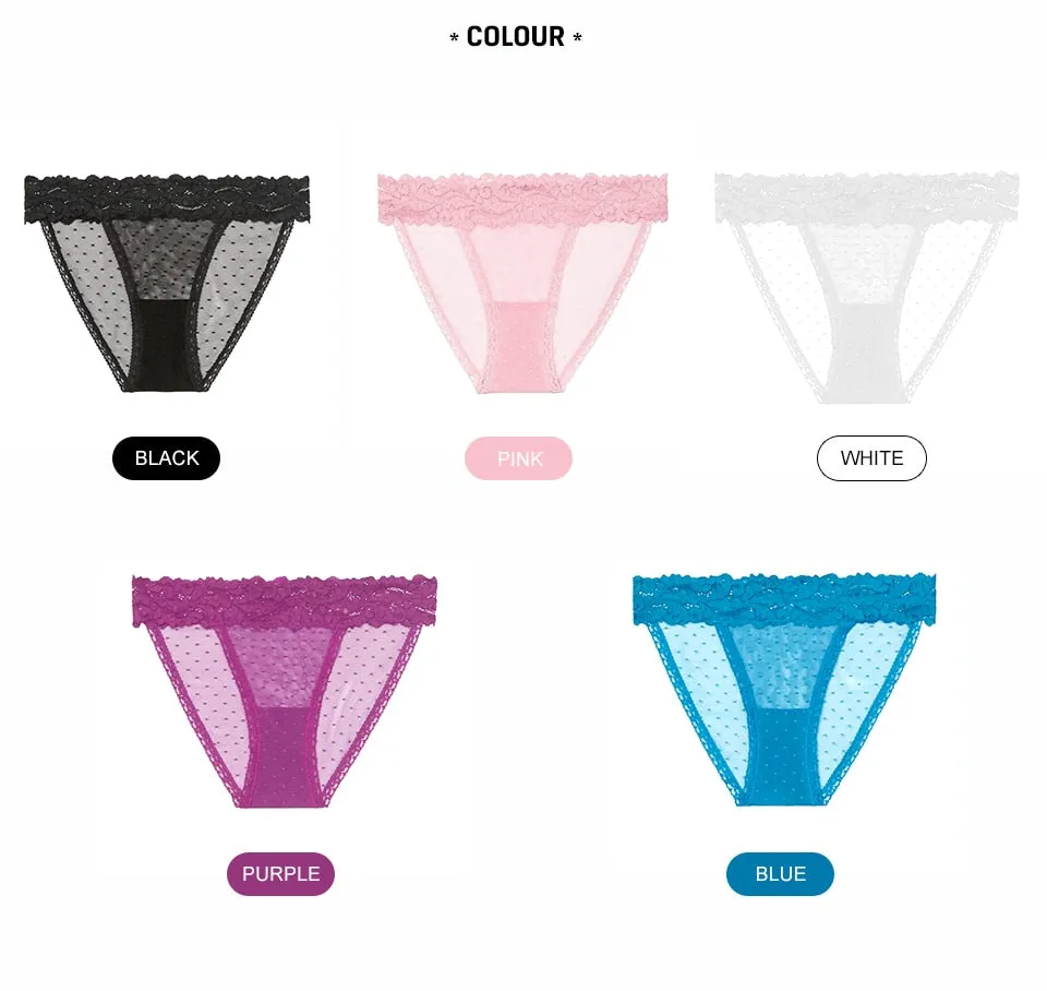 Dot Mesh Lace Underwear Low-waist Briefs Transparent intimates Lingerie Thong Sexy Panties