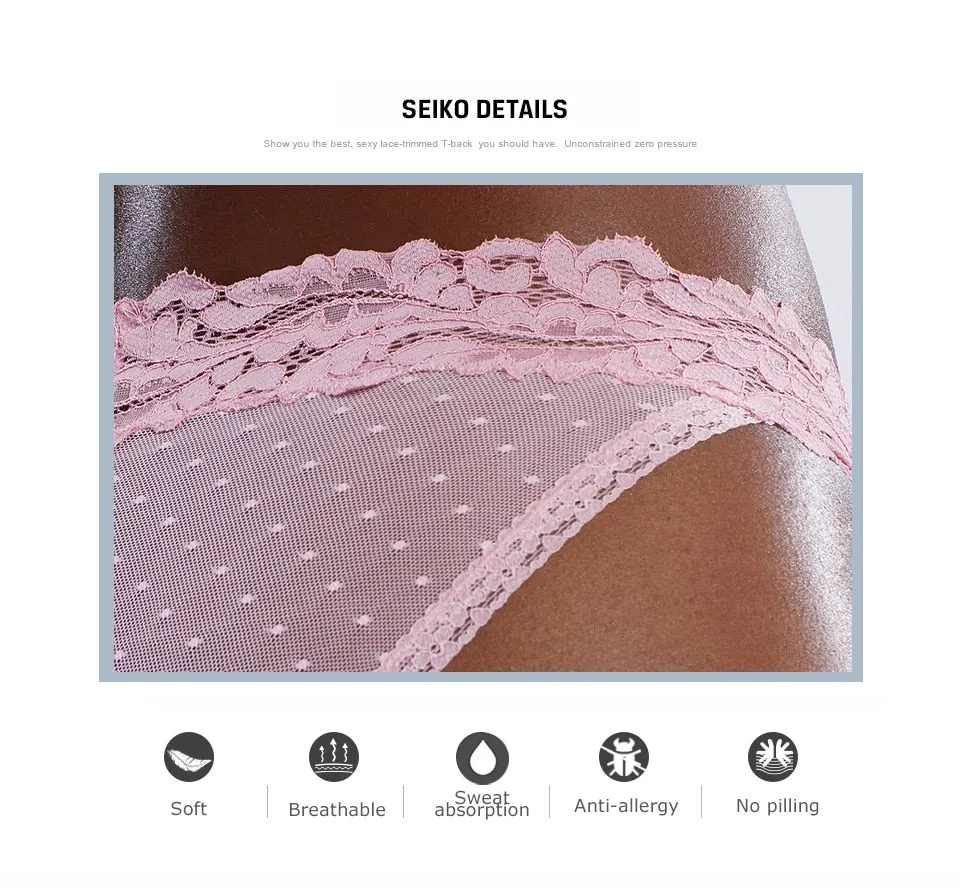 Dot Mesh Lace Underwear Low-waist Briefs Transparent intimates Lingerie Thong Sexy Panties