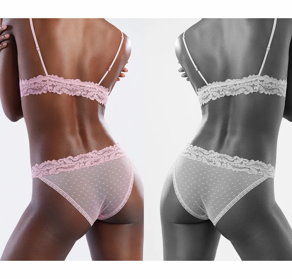 Dot Mesh Lace Underwear Low-waist Briefs Transparent intimates Lingerie Thong Sexy Panties