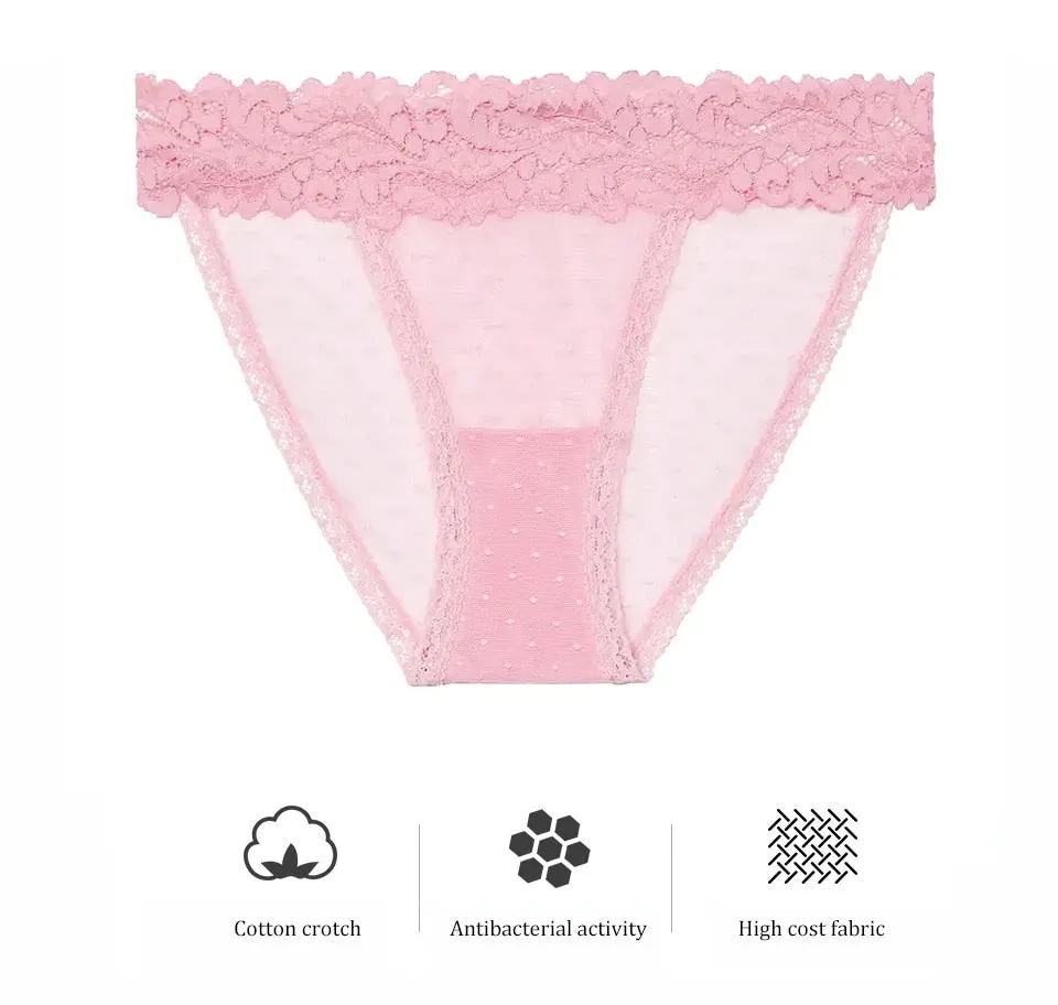 Dot Mesh Lace Underwear Low-waist Briefs Transparent intimates Lingerie Thong Sexy Panties