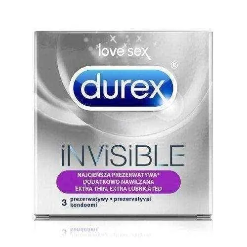 DUREX Invisible condoms extra lubricated x 3 pieces