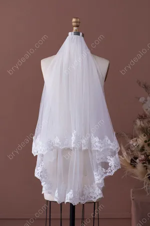 Elaborate Lace Two Tier Fingertip Wedding Veil