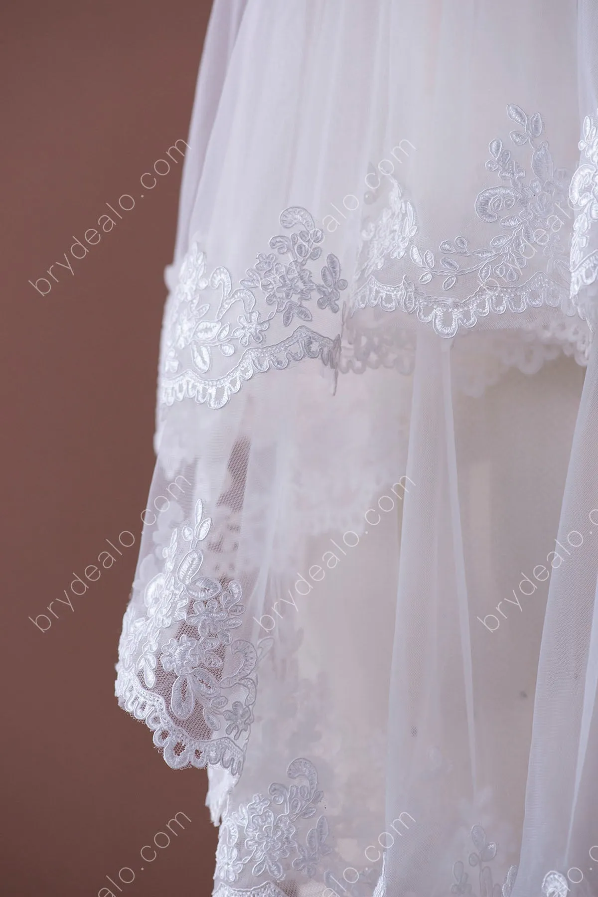 Elaborate Lace Two Tier Fingertip Wedding Veil