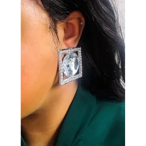 Ellie Square Rhinestone Earrings